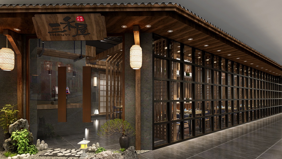 杭州傳統和風日料店裝修設計