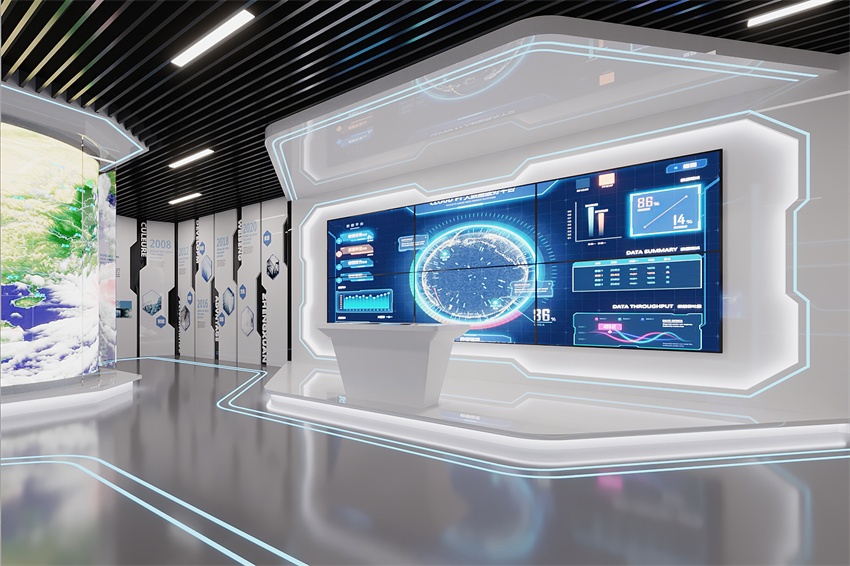 杭州AI/互聯網公司展廳裝修設計：技術邏輯可視化的空間方法